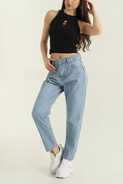 Bebe Mavisi Cepli Mom Kadın Kot Pantolon 351749