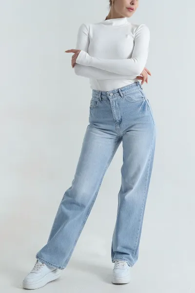 Bebe Mavisi Cepli Palazzo Kadın Kot Pantolon 406258