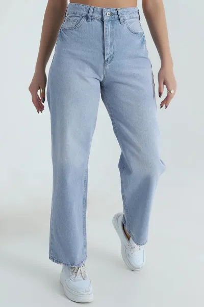 Bebe Mavisi Cepli Palazzo Kadın Kot Pantolon 406268