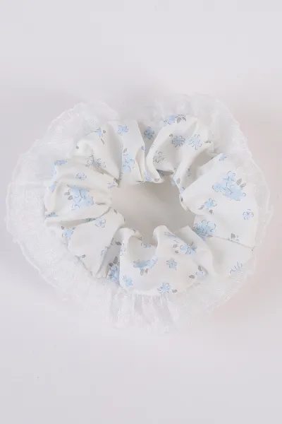 Bebe Mavisi Çiçek Baskılı Simit Toka 486174
