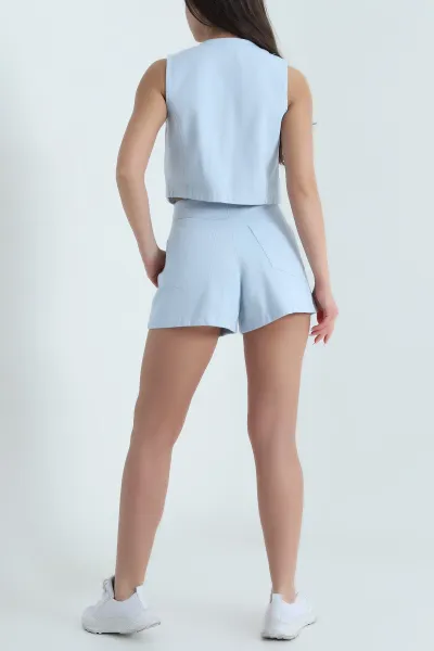 Bebe Mavisi Çift Kemerli Denim Kadın İkili Takım 459367