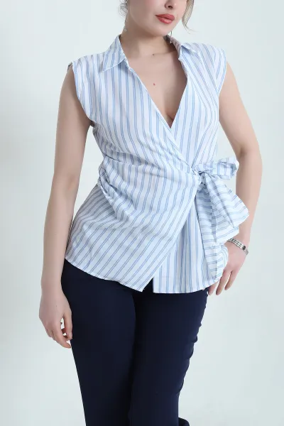 bebe-mavisi-cizgili-poplin-kolsuz-kadin-bluz-452928