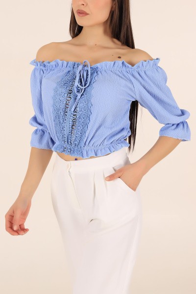 Bebe Mavisi Dantel Detay Seul Kumaş Bluz 173148
