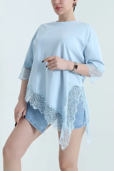 Bebe Mavisi Dantel Detay Süprem Kadın Bluz 452553