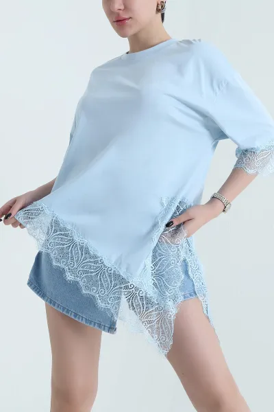 Bebe Mavisi Dantel Detay Süprem Kadın Bluz 452553