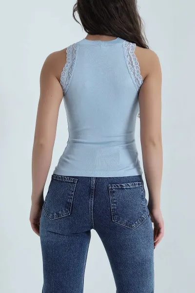 Bebe Mavisi Dantelli Likralı Buzzy Kadın Atlet 458981
