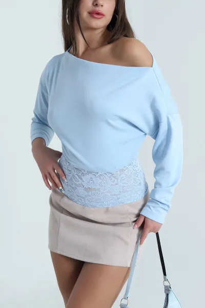 Bebe Mavisi Dantelli Modal Kadın Bluz 483730