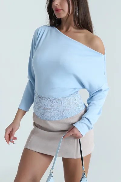 Bebe Mavisi Dantelli Modal Kadın Bluz 483730