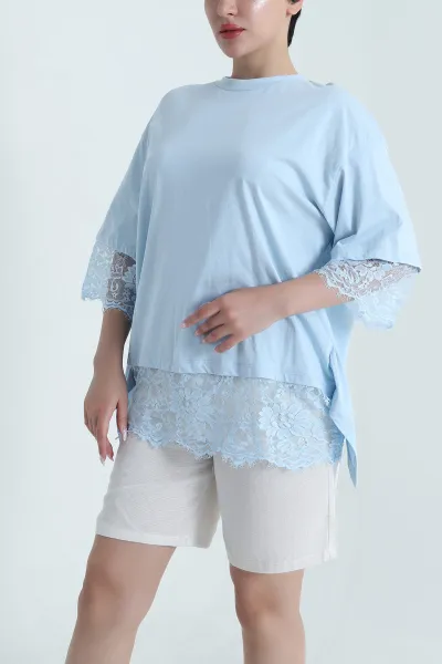 Bebe Mavisi Dantelli Sırt Detay Süprem Kadın Bluz 465310