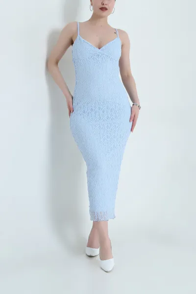 Bebe Mavisi Dantelli Tül Kadın Elbise 461691