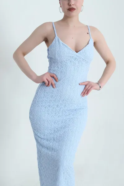 Bebe Mavisi Dantelli Tül Kadın Elbise 461691