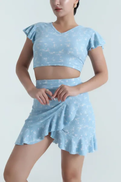 Bebe Mavisi Desenli Helen Kadın İkili Takım 481612