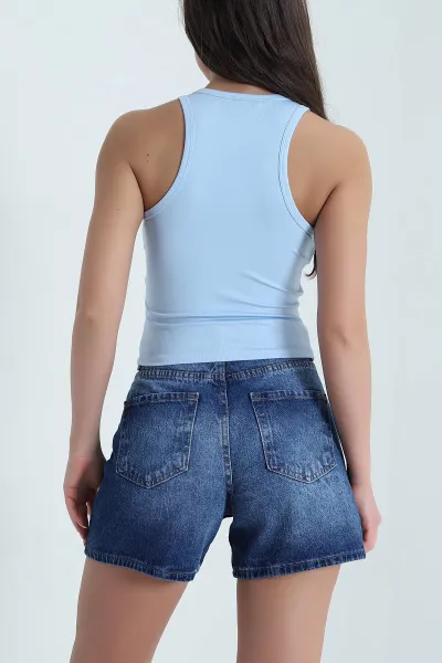 Bebe Mavisi Destekli Scuba Kadın Bluz 459357
