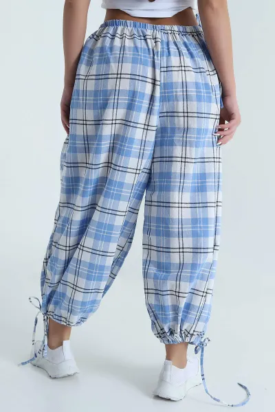 Bebe Mavisi Dokuma Kadın Şalvar Pantolon 481470