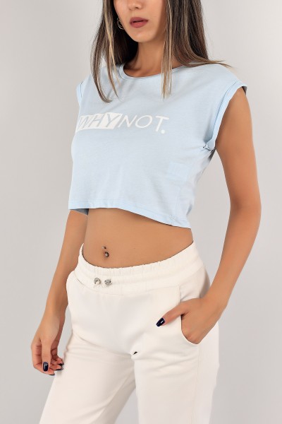 Bebe Mavisi Duble Kol Baskılı Tişört 125789