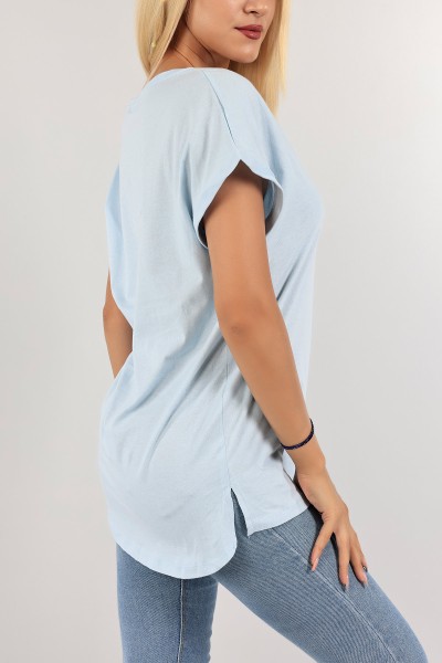 Bebe Mavisi Duble Kol Bayan Tişört 125652