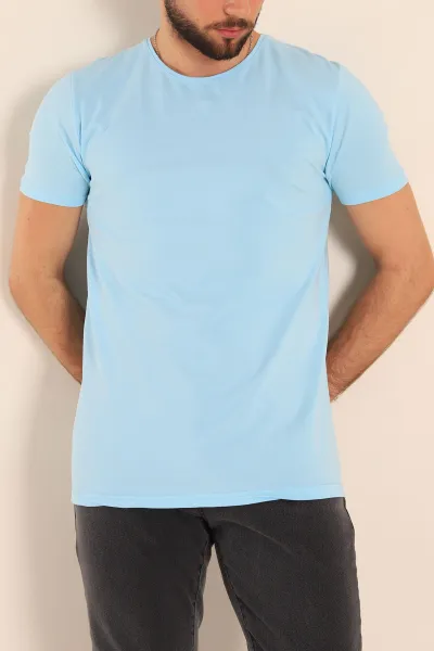 Bebe Mavisi Düz Kesim Basic Erkek Tişört 172960