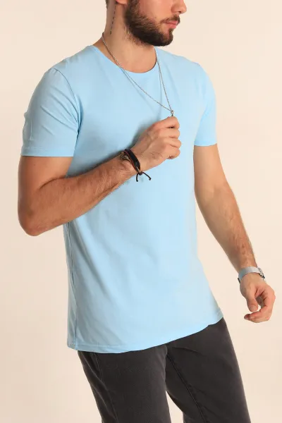 Bebe Mavisi Düz Kesim Basic Erkek Tişört 172960