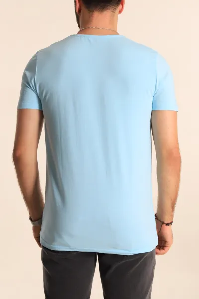 Bebe Mavisi Düz Kesim Basic Erkek Tişört 172960