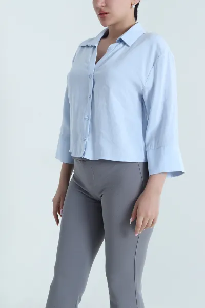 Bebe Mavisi Fakir Kol Modal Kadın Gömlek 462557