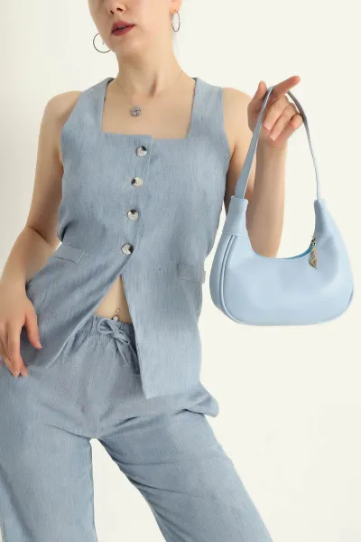 Bebe Mavisi Fermuarlı Kol ve Omuz Çantası 286381