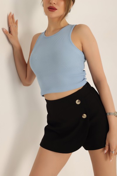 Bebe Mavisi Fitilli Bayan Crop Üst 181455