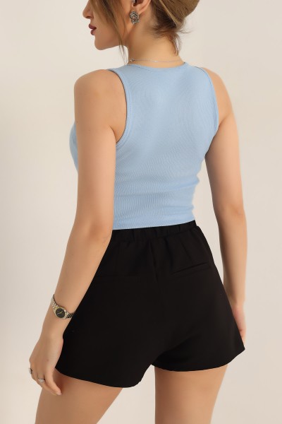 Bebe Mavisi Fitilli Bayan Crop Üst 181455