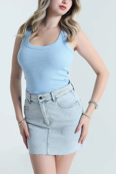 Bebe Mavisi Fitilli Kolsuz Kadın Atlet 477694