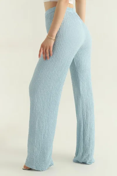 Bebe Mavisi Gofre Palazzo Kadın Pantolon 362546