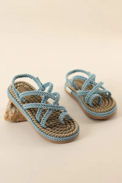 Bebe Mavisi Hasır Örgülü Kadın Sandalet 287532