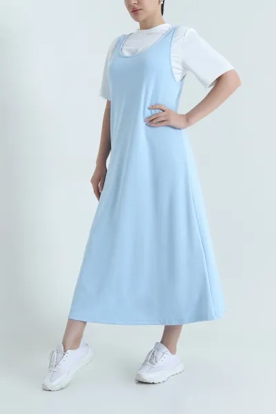 Bebe Mavisi İçi Tişörtlü Modal Kumaş Elbise 468269