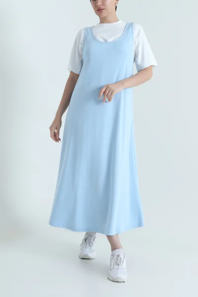 Bebe Mavisi İçi Tişörtlü Modal Kumaş Elbise 468269