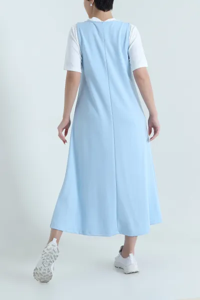 Bebe Mavisi İçi Tişörtlü Modal Kumaş Elbise 468269