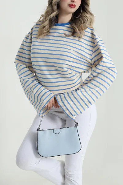 bebe-mavisi-iki-ip-cizgili-kadin-sweat-490510