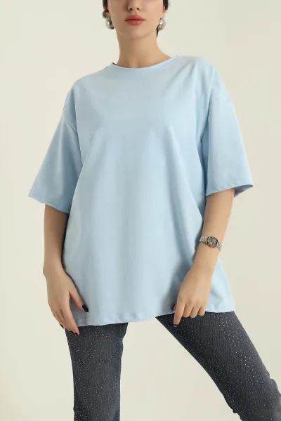 Bebe Mavisi İki İp Salaş Kadın Tişört 422765
