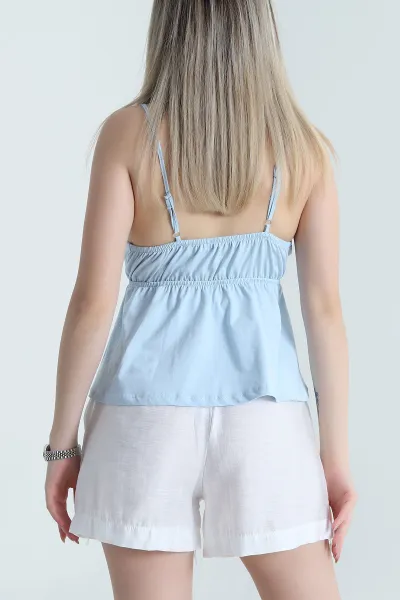 Bebe Mavisi İp Askılı Penye Kadın Bluz 471264
