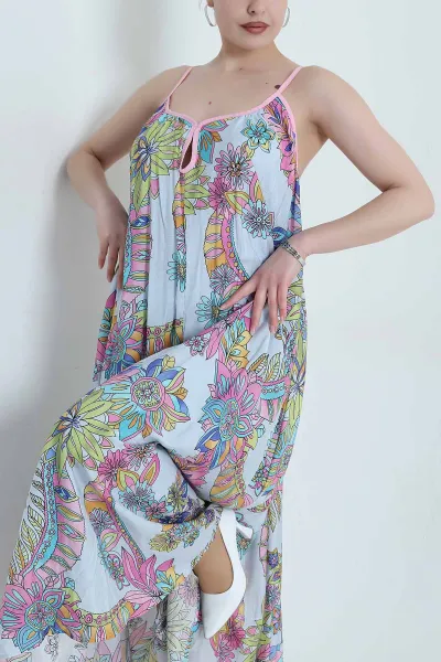 Bebe Mavisi İp Askılı Tensel Poplin Kadın Elbise 460212