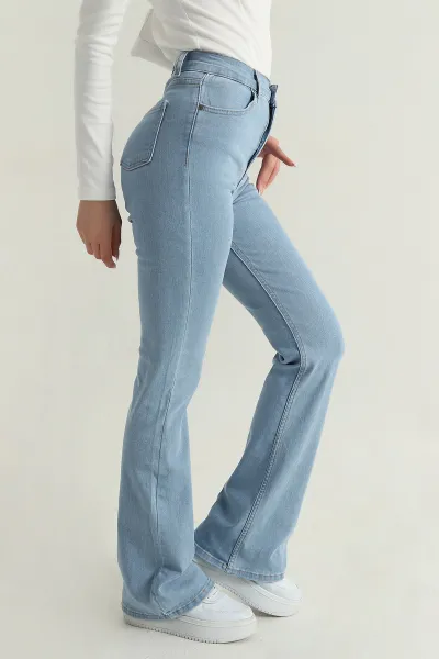 Bebe Mavisi İspanyol Paça Likralı Kadın Kot Pantolon 397396