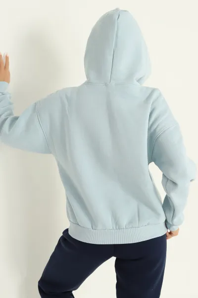 Bebe Mavisi Kapüşonlu İçi Şardonlu Basic Sweat 292845