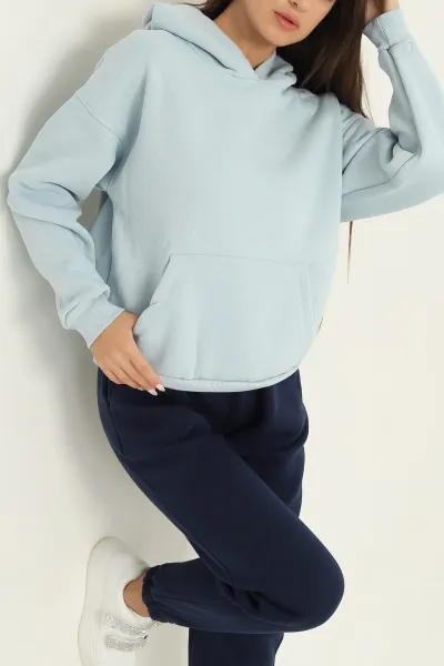 Bebe Mavisi Kapüşonlu İçi Şardonlu Basic Sweat 292845