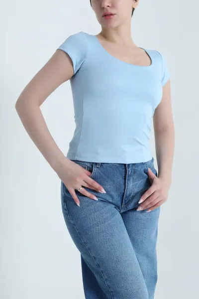 Bebe Mavisi Kare Yaka Oysho Kadın Tişört 459349