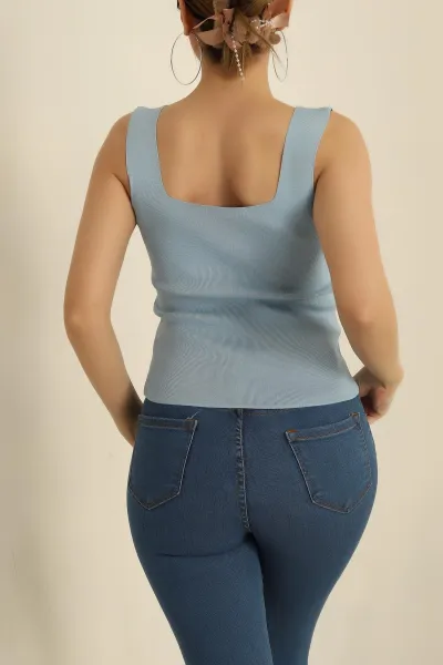 Bebe Mavisi Kare Yaka Polyemid Bluz 260377