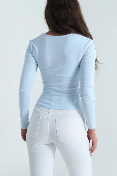 Bebe Mavisi Kare Yaka Viskon Kadın Bluz 484478