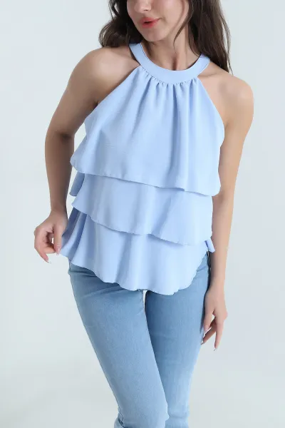 Bebe Mavisi Katlı Sunshine Kumaş Kadın Bluz 463191