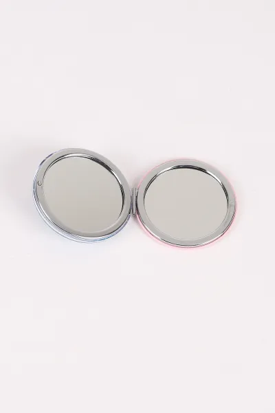 Bebe Mavisi Kelebek Baskılı  Kapağı Sulu ve Pullu Oval Cep ve Çanta Aynası 473902