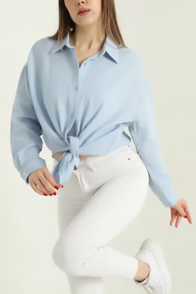 bebe-mavisi-keten-bayan-gomlek-336891