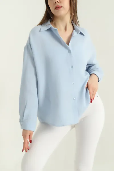 Bebe Mavisi Keten Bayan Gömlek 336891
