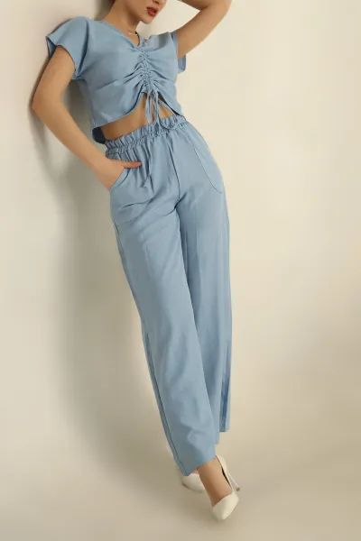bebe-mavisi-keten-buzgulu-bluz-pantolon-takim-259939
