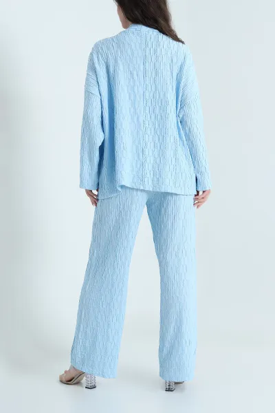 Bebe Mavisi Kimono Pantolon Gofre Kadın İkili Takım 458359