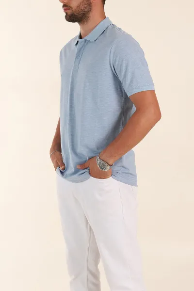 Bebe Mavisi Kırçıllı Regular Fit Basic Polo Yaka Erkek Tişört 372080